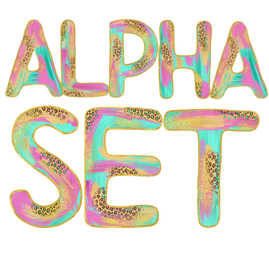 Pink Teal Leopard Alpha Set