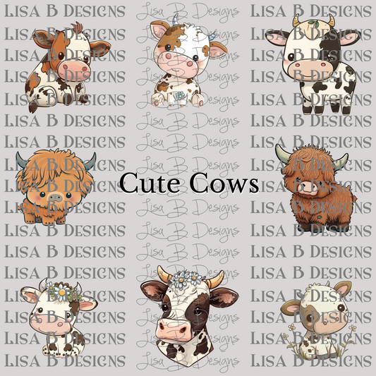 Cute Cows AI Clip Art Bundle